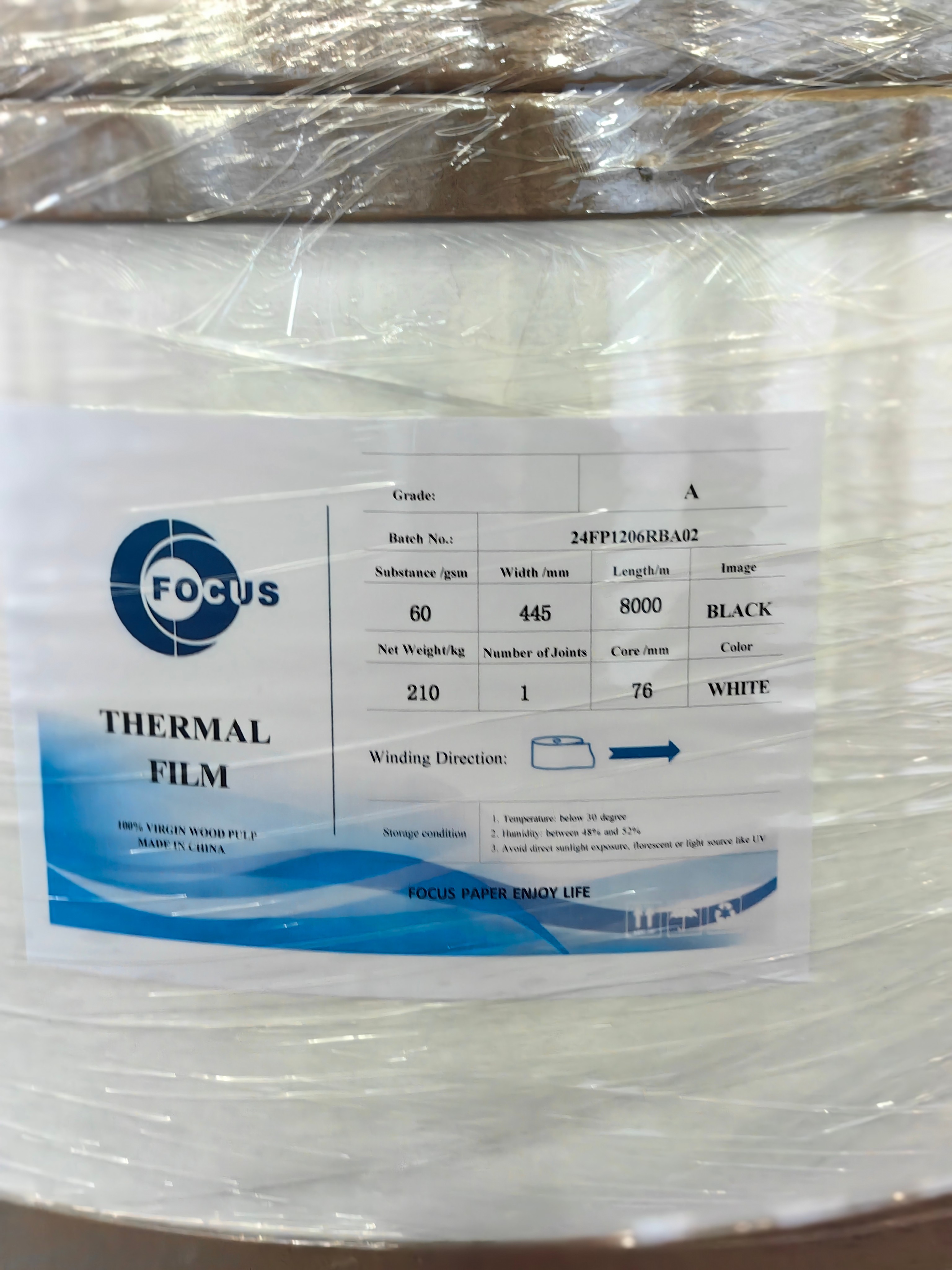 Thermal film Ultrasound Paper Recyclable 75um 95um Thermal Print Film/Media for Packaging Labels thermal film jumbo rolls