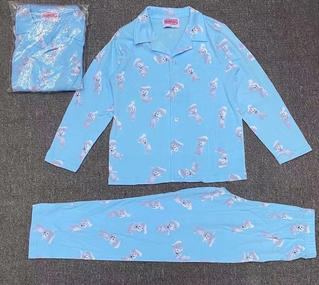 Kids 2 Pcs Blue Print V Collar Top And Pants For Autumn