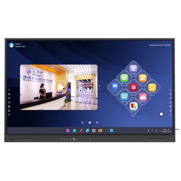 Interactive Flat Panel 98 Inch Smart Touch Screen Display for Classroom Office