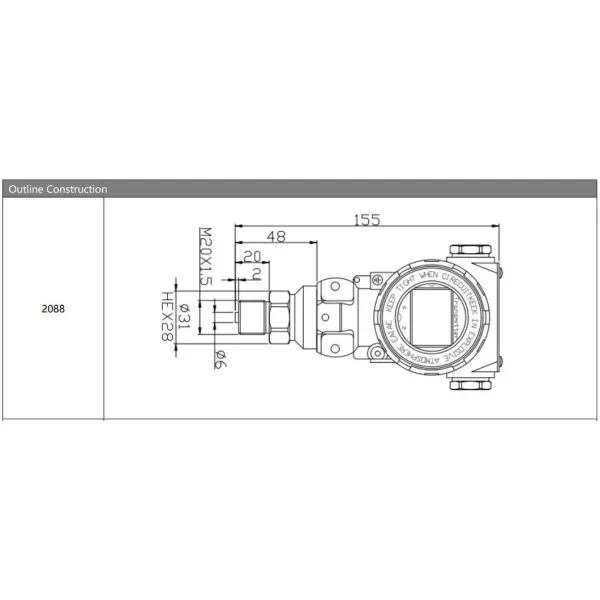 High Stable 0-20bar Digital Pressure Transmitter OEM with Display
