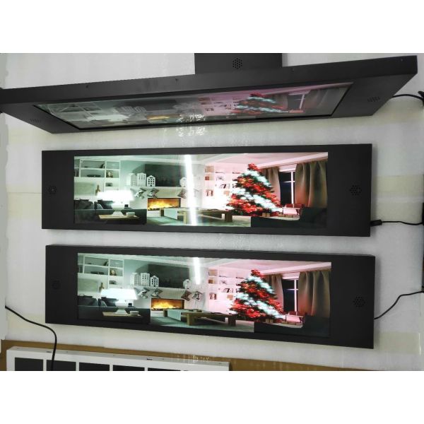 Bar Type Stretched LCD Signage Stand Alone Plug To Play Wall Mounted 29 Inch