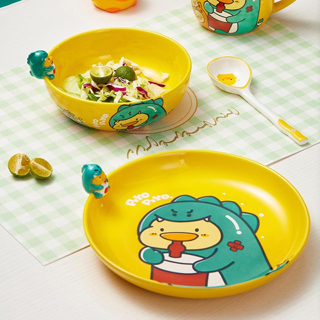 Ready To Ship In Stock Cartoon Cute Children'S Tableware Set 10 Oz Ceramic Bowl Home Eating
