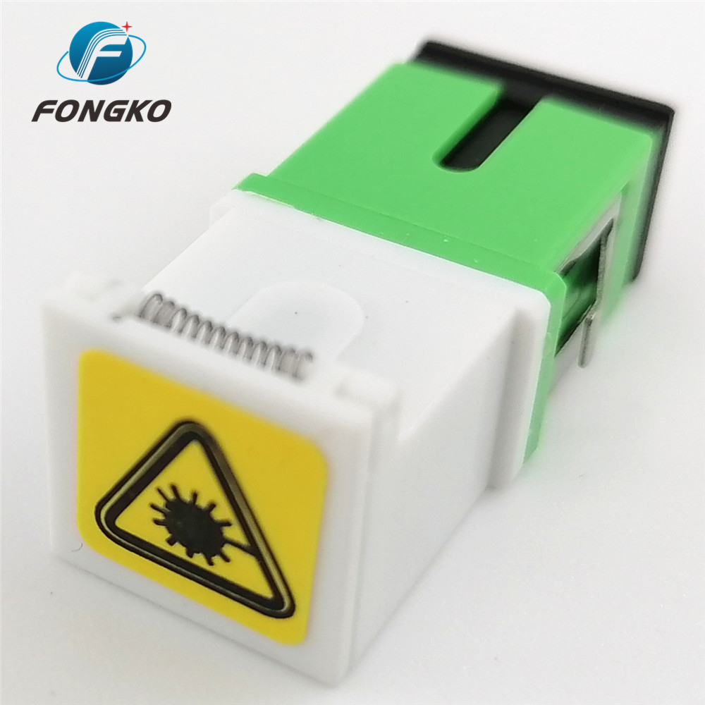 Singlemode Fiber Adapter White Green Shell SC/APC Auto Shutter Adapter with Metal Shrapnel and Temperature Stability ≤0.20dB
