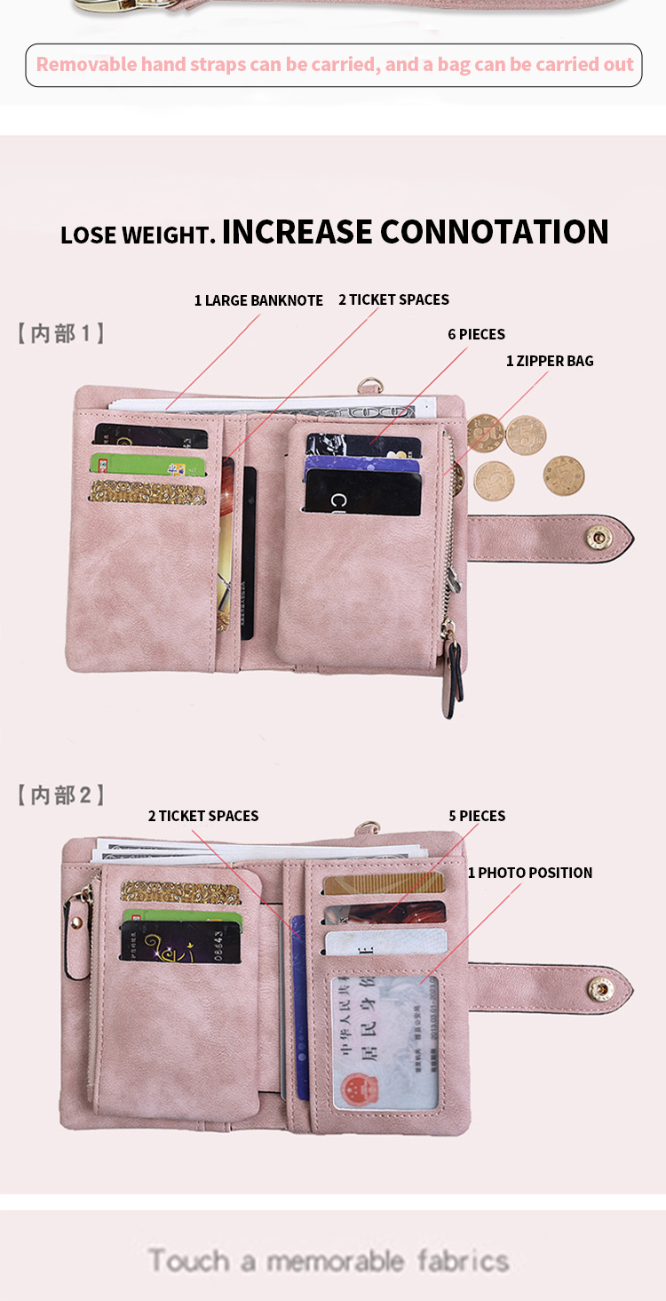 Frosted Leather Short Wallet with Large Capacity Credit Card Holders and Bifold Design