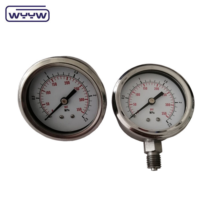 Quality liquid filled pressure gauge with back flange for sale